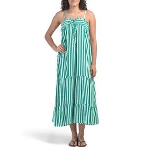 Haute Hippie Style Womens M Blue Green Floral Maxi V Neck Spaghetti Strap Sz L